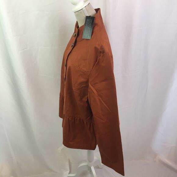 Denim & Co Twill Peplum Waist Jacket Orange XS - Picture 8 of 12